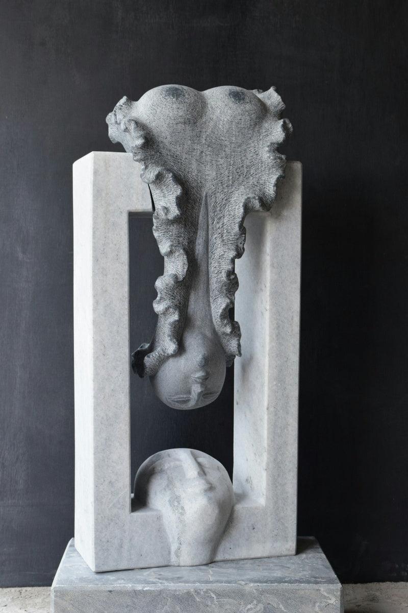 Figurative sculpture titled 'Attraction', 30x14x11 inches, by artist Pankaj Gahlot on Marble