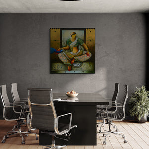 In-situ view of Anupam Pal's 'Aura Of Love (Serene Connection**)' painting in a room