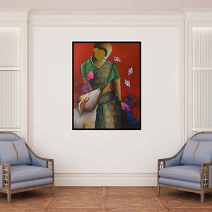 In-situ view of Anupam Pal's 'Aura Of Love' painting in a room