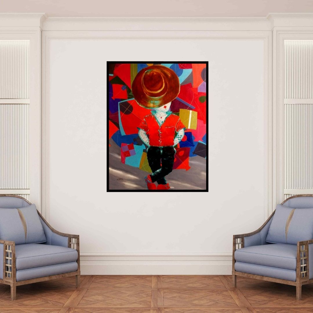 In-situ view of Shiv Kumar Soni's 'Aureole Of The Childhood Iv' painting in a room