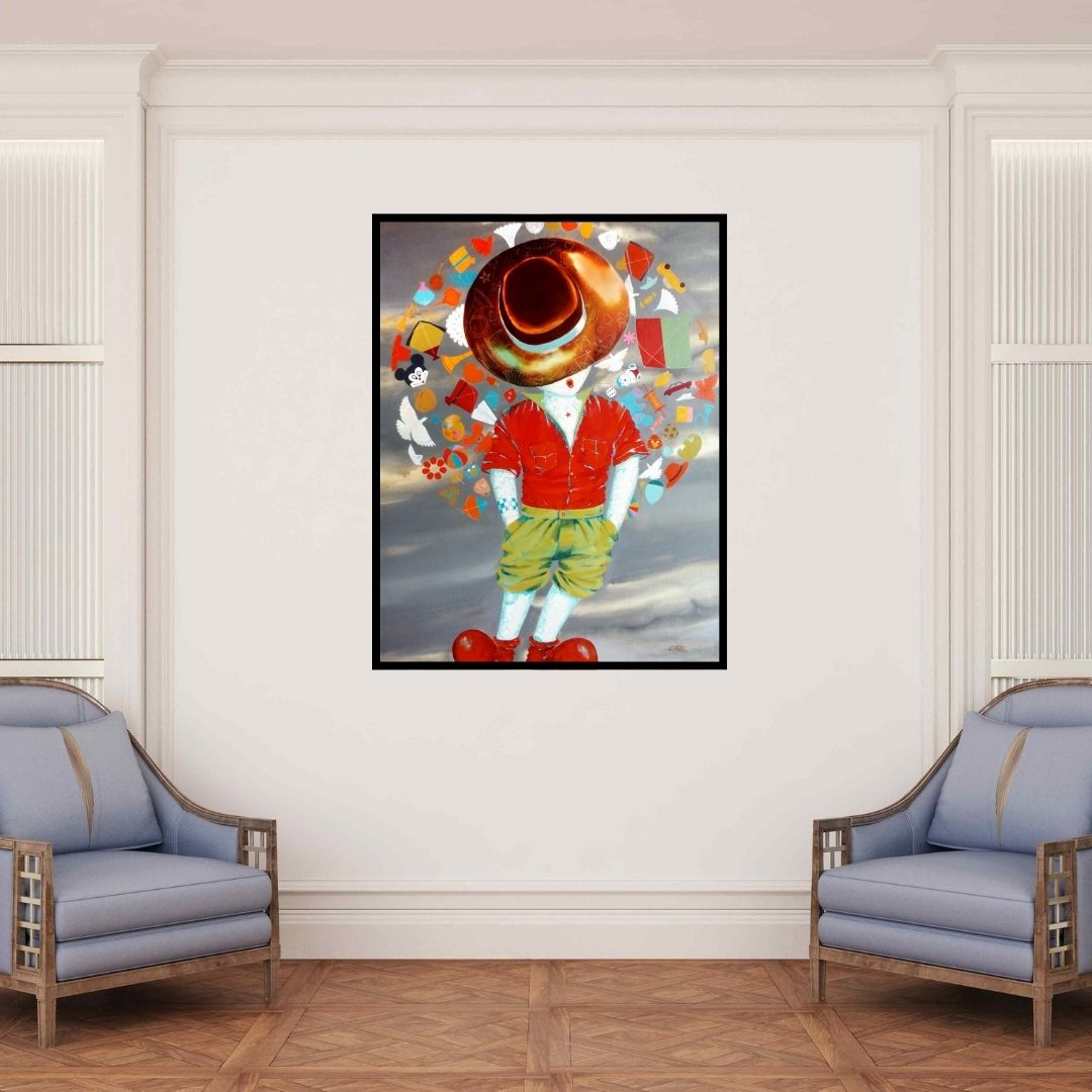 In-situ view of Shiv Kumar Soni's 'The Aureole Of Childhood' painting in a room