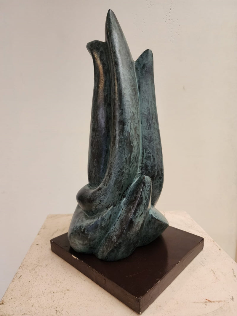 Auspicious' contemporary Fiberglass sculpture by artist Renu Khandelwal, 16x8 inch, on fiberglass