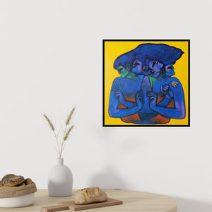 In-situ view of Aditya Pandit's 'Author Of Vedas (Interconnected Souls)' painting in a room