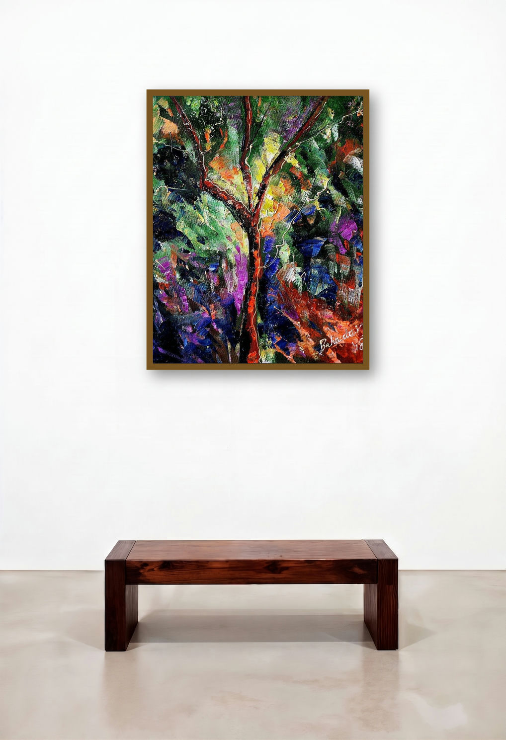 Autumn Small 2 (Symphony of Color) by artist Bahadur Singh displayed in a Eclectic Foyer