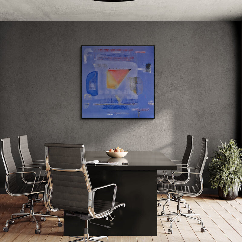 In-situ view of Prasad Mane's 'Avkaash 2 (Serene Horizon)' painting in a room