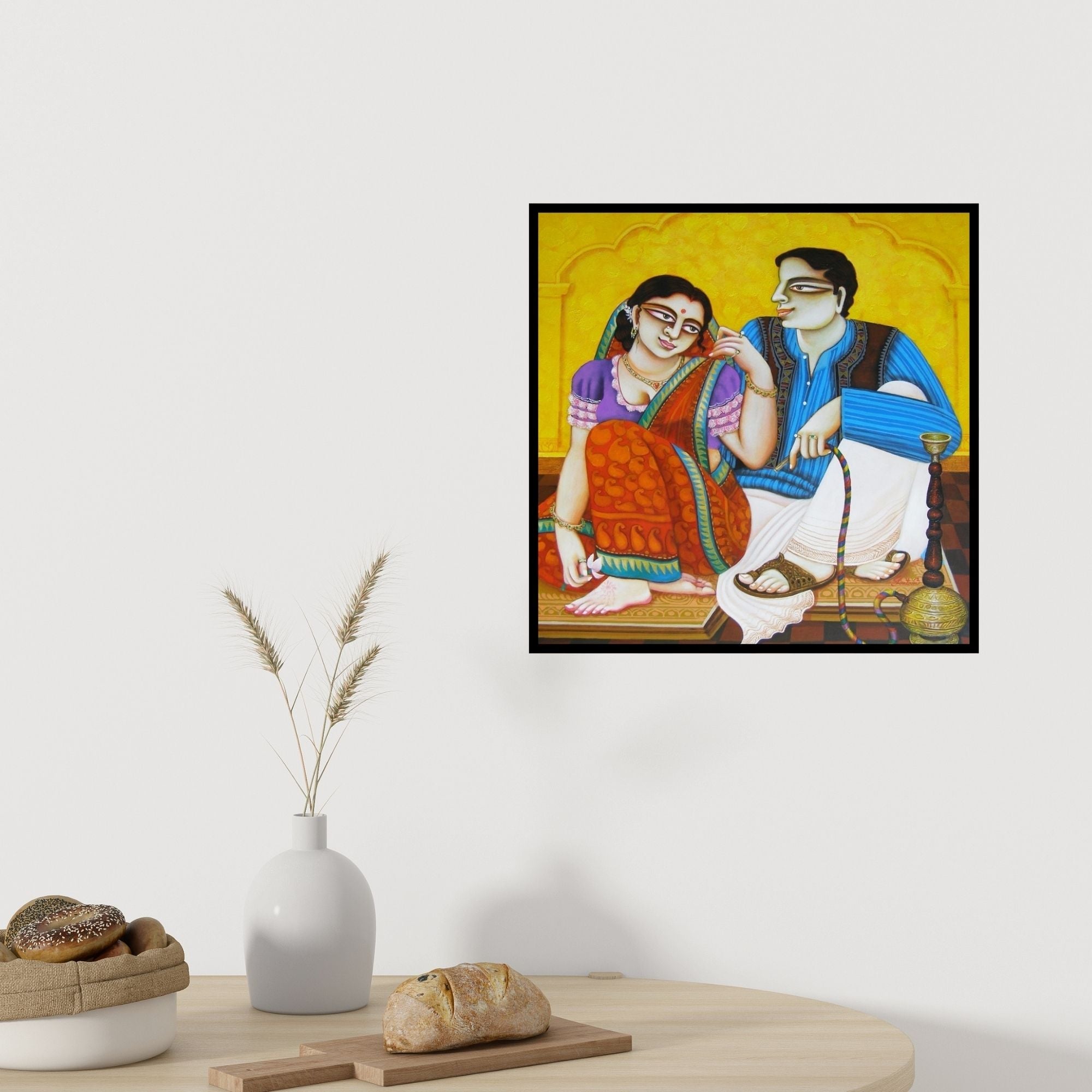 In-situ view of Gautam Mukherjee's 'Babu And Bibi 4' painting in a room