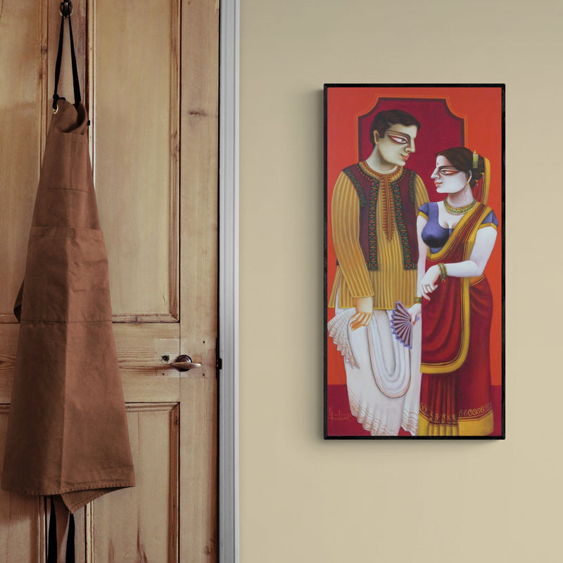 In-situ view of Gautam Mukherjee's 'Babu And Bibi 5' painting in a room