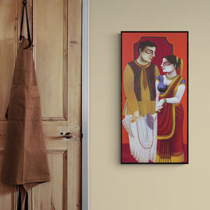 In-situ view of Gautam Mukherjee's 'Babu And Bibi 5' painting in a room