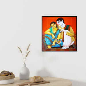 In-situ view of Gautam Mukherjee's 'Babu And Bibi 5' painting in a room