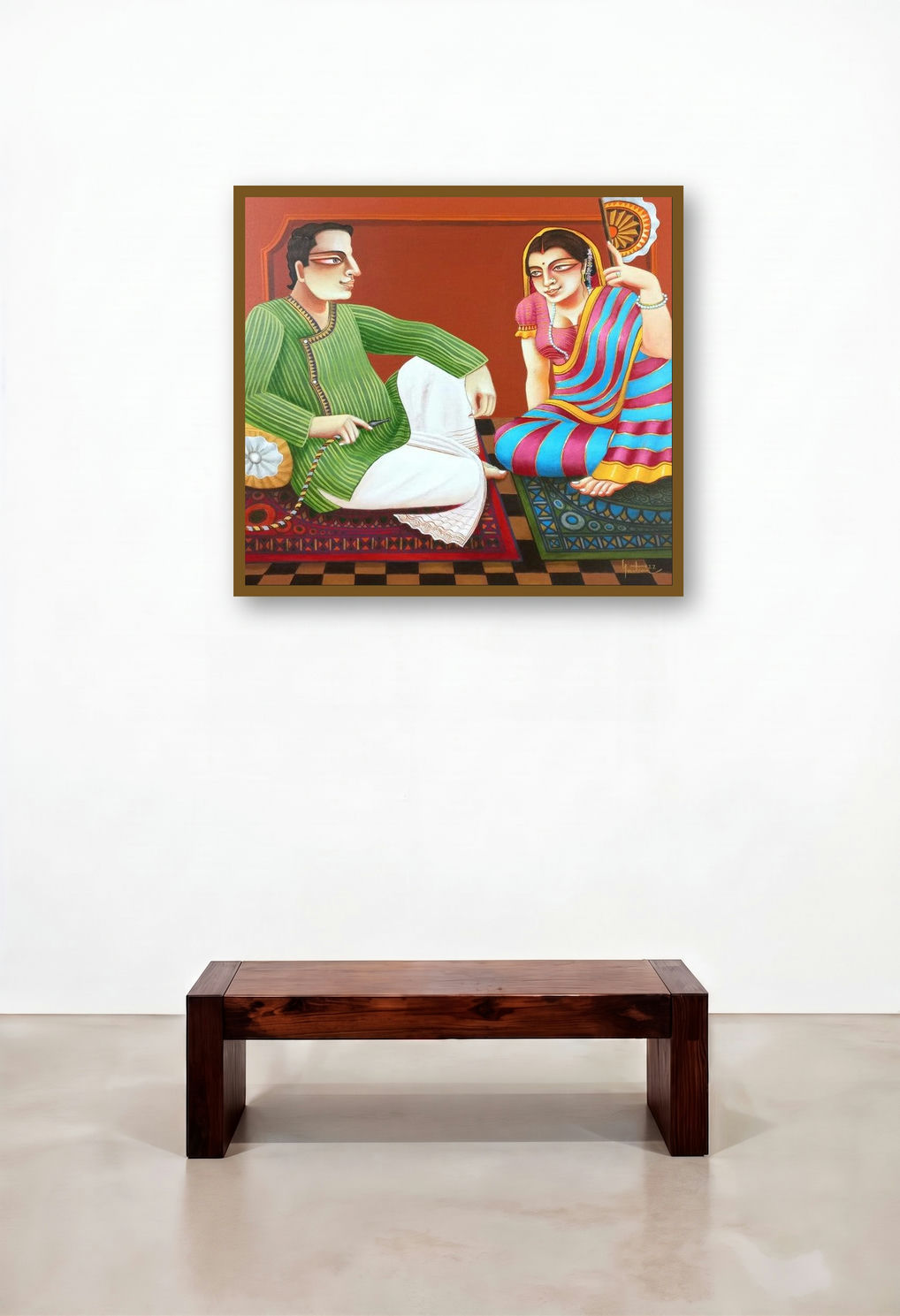 Babu And Bibi 7 by artist Gautam Mukherjee displayed in a Minimalist Study