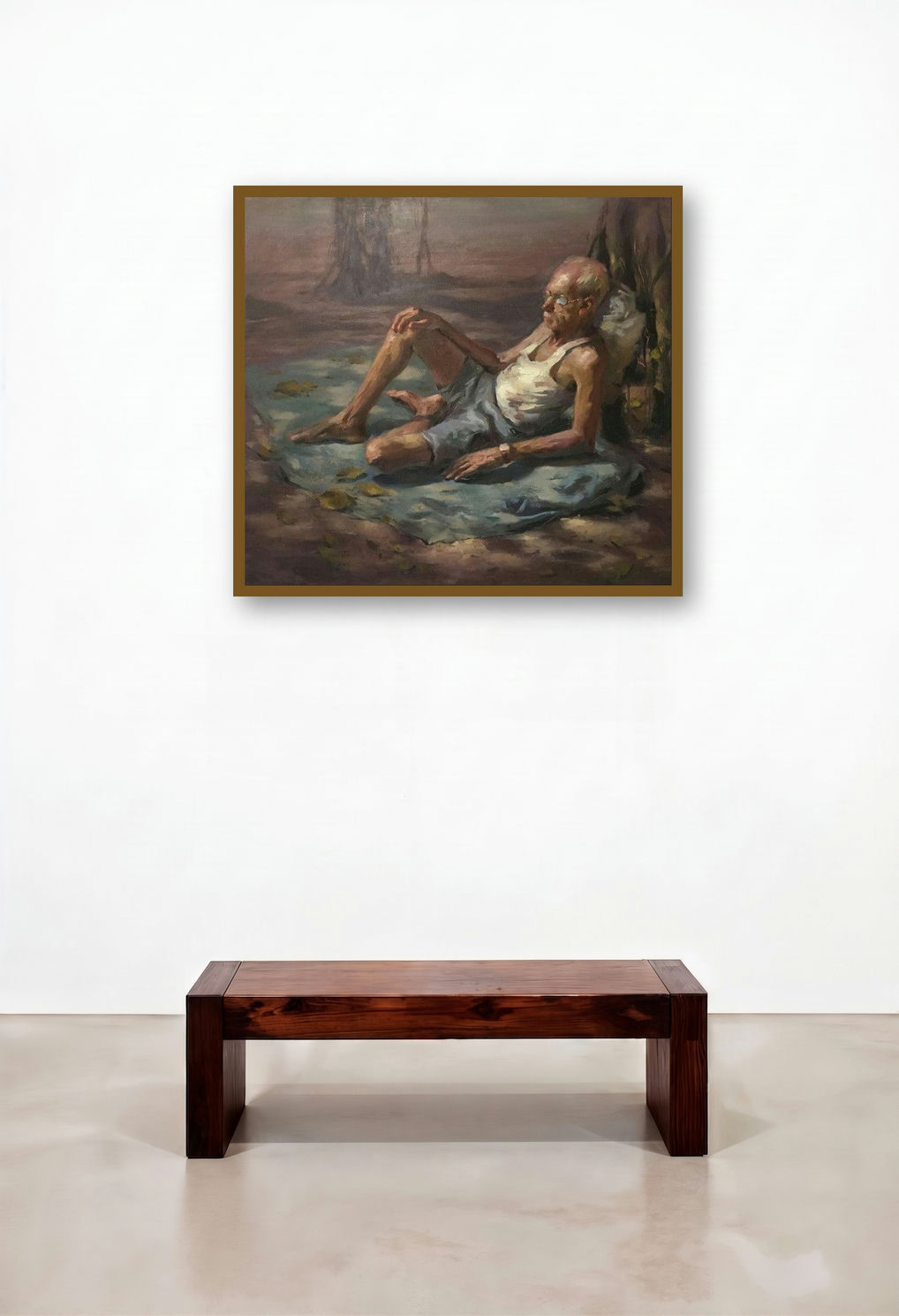 Babubhai (Afternoon Reverie) by artist Abhijeet Patole displayed in a Art Deco Dining Room