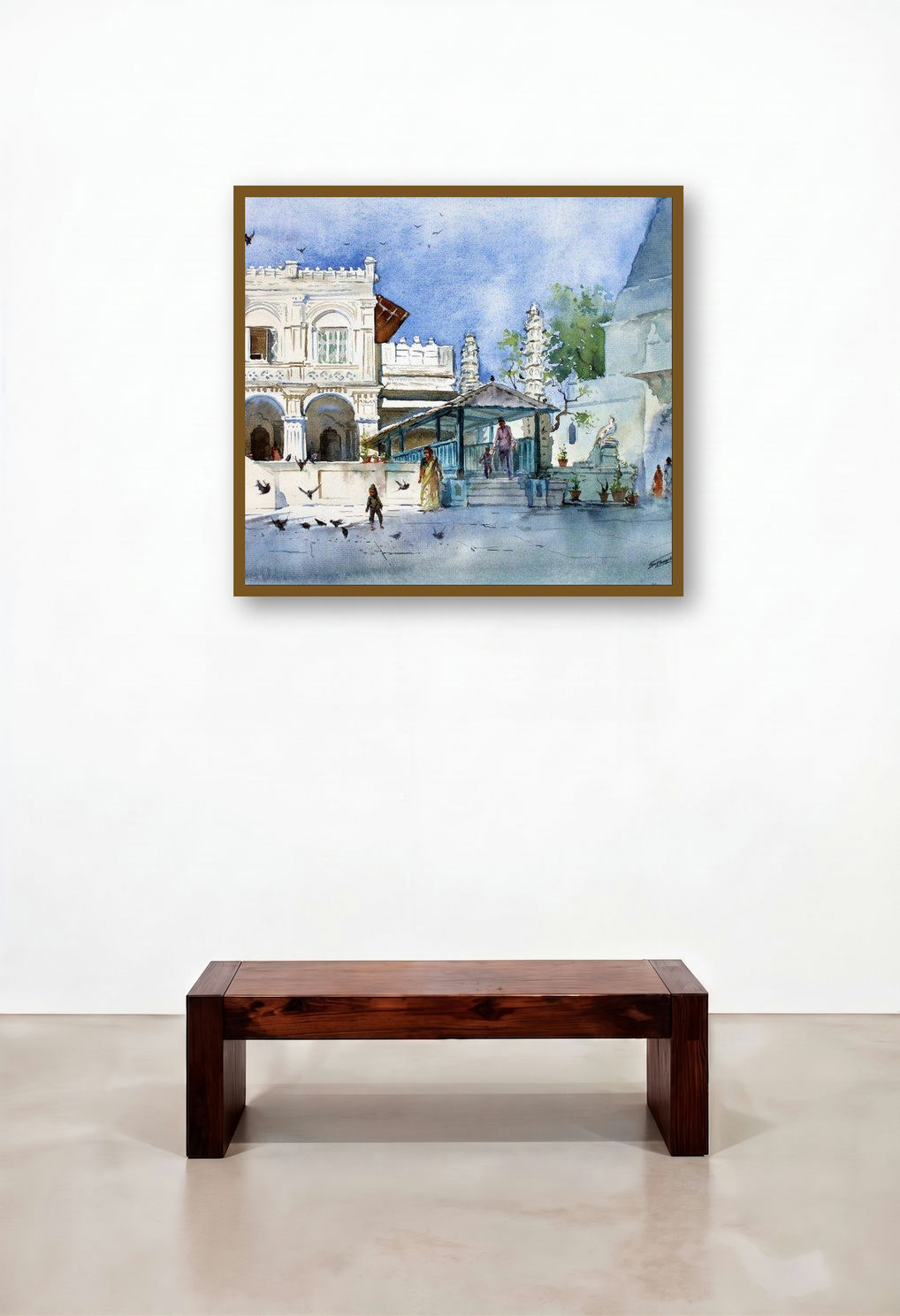 Babulnath Temple by artist Swapnil Mhapankar displayed in a Rustic Hallway