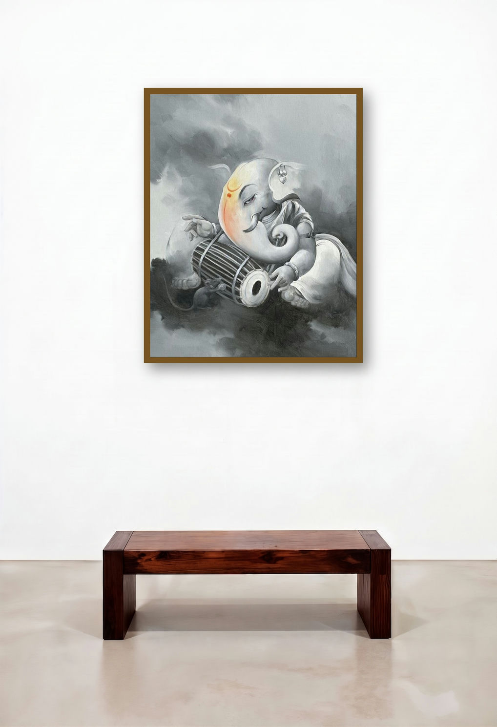 Balaganapati (Divine Rhythm) by artist Namdev M Patil displayed in a Contemporary Luxury Home Office