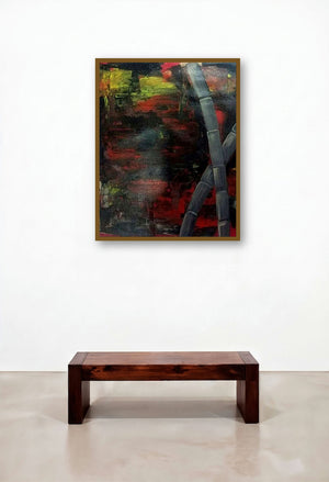 Bamboo (Crimson Currents) by artist Paresh More displayed in a Boutique Hotel Style Hotel Lobby
