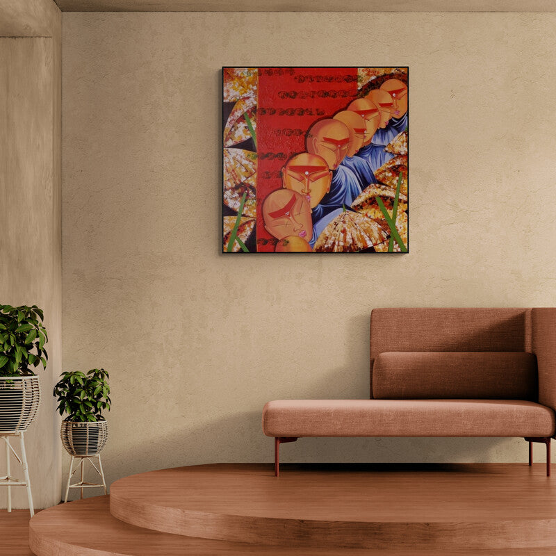 In-situ view of Deepali Mundra's 'Banaras (Echoes of Enlightenment)' painting in a room