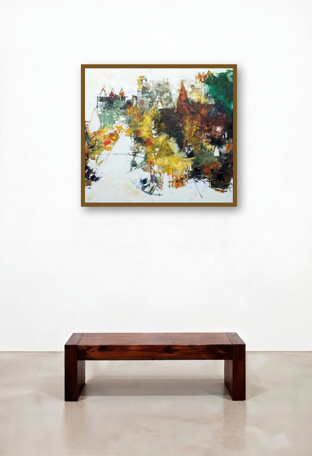 Banaras 11 (Urban Reflection) by artist Anand Narain displayed in a Art Deco Penthouse