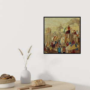 In-situ view of Yashwant Shirwadkar's 'Banaras 2 (Sacred Shores)' painting in a room