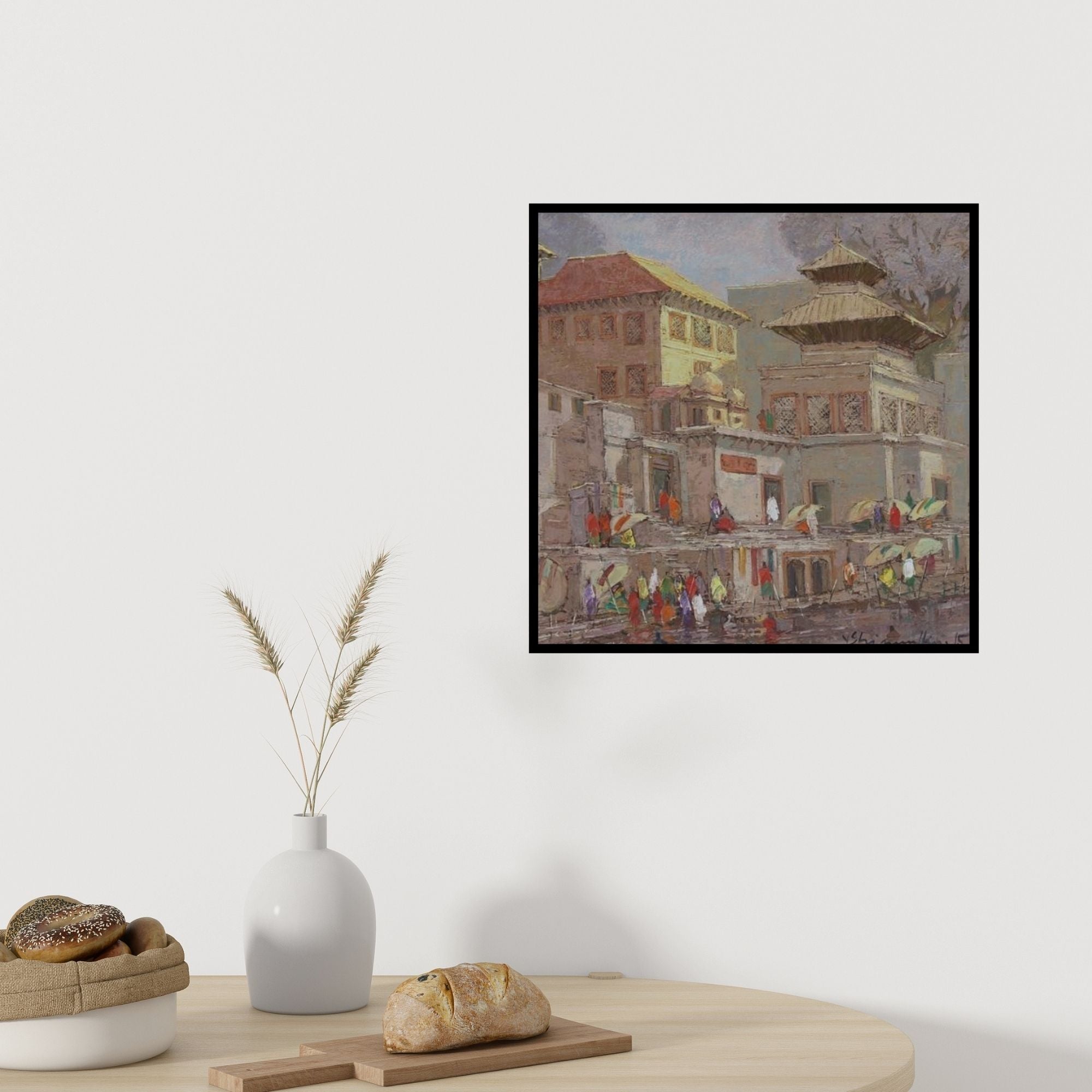 In-situ view of Yashwant Shirwadkar's 'Banaras 3 (Varanasi Vista)' painting in a room
