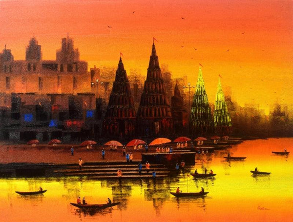 Banaras Ghat painting by Reba Mandal
