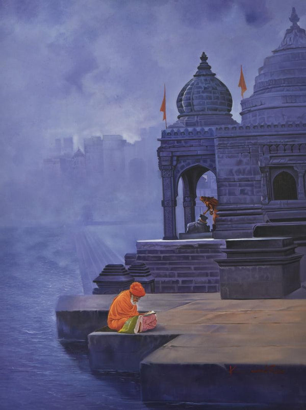 Banaras Ghat painting by Kamal Rao