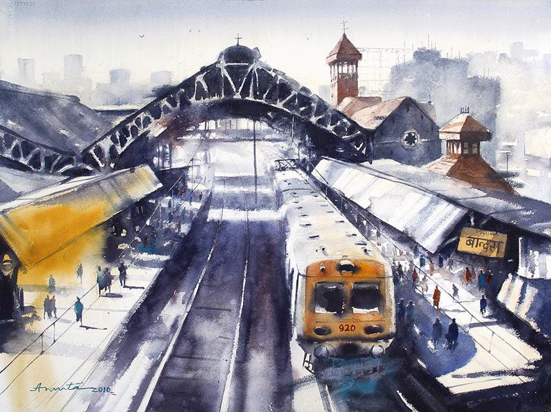 Cityscape watercolor painting titled 'Bandra', 22x30 inches, by artist Ananta Mandal on Paper