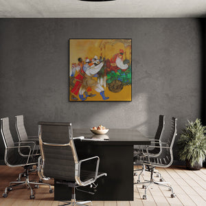 In-situ view of Chandramohan Kulkarni's 'Bandwallah 2 (Divine Journey)' painting in a room