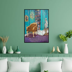 Preview of 'Baroque 6' Painting by Sheetal Singh shown on a wall in a furnished room.