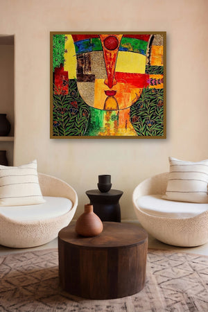 Basanti Ix (Radiant Spirit) by artist Meenakshi Jha Banerjee displayed in a Contemporary gallery
