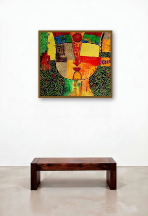 Basanti Ix (Radiant Spirit) by artist Meenakshi Jha Banerjee displayed in a Luxury Family Room