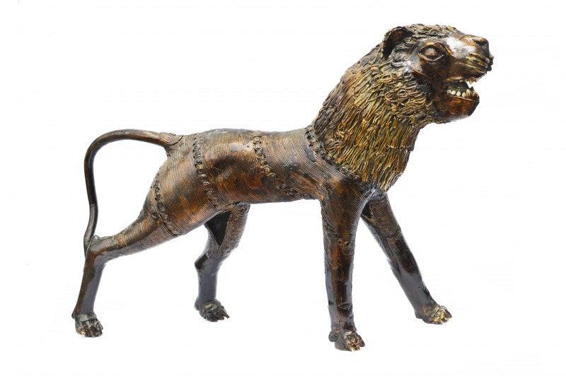 Animals craft titled 'Bastar Tiger', 16x4x11 inches, by artist Bhansali Art on Brass