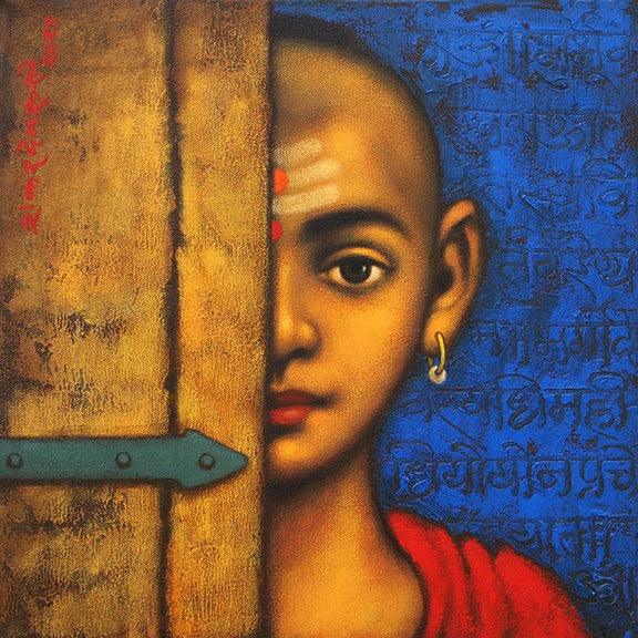 Batu Behind The Door painting by Shankar Devarukhe
