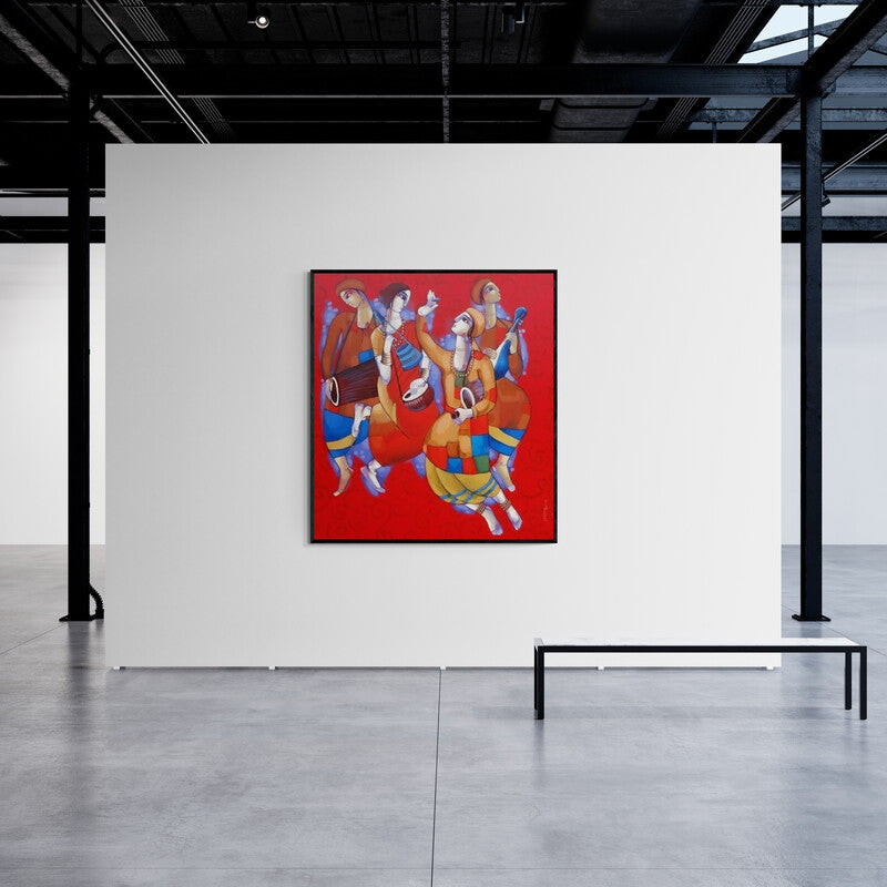 In-situ view of Sekhar Roy's 'Baul 2' painting in a room