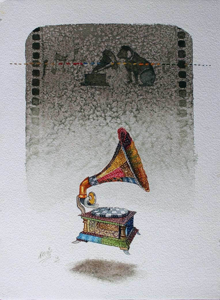 Figurative acrylic charcoal painting titled 'Beautiful Memory 5', 14x10 inches, by artist Ramchandra Kharatmal on Paper