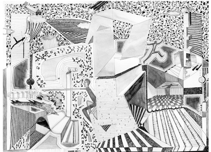 contemporary pen-ink drawing titled 'Beautiful Mind 2', 22x30 inch, by artist Pavan Kumar D on Canson Paper
