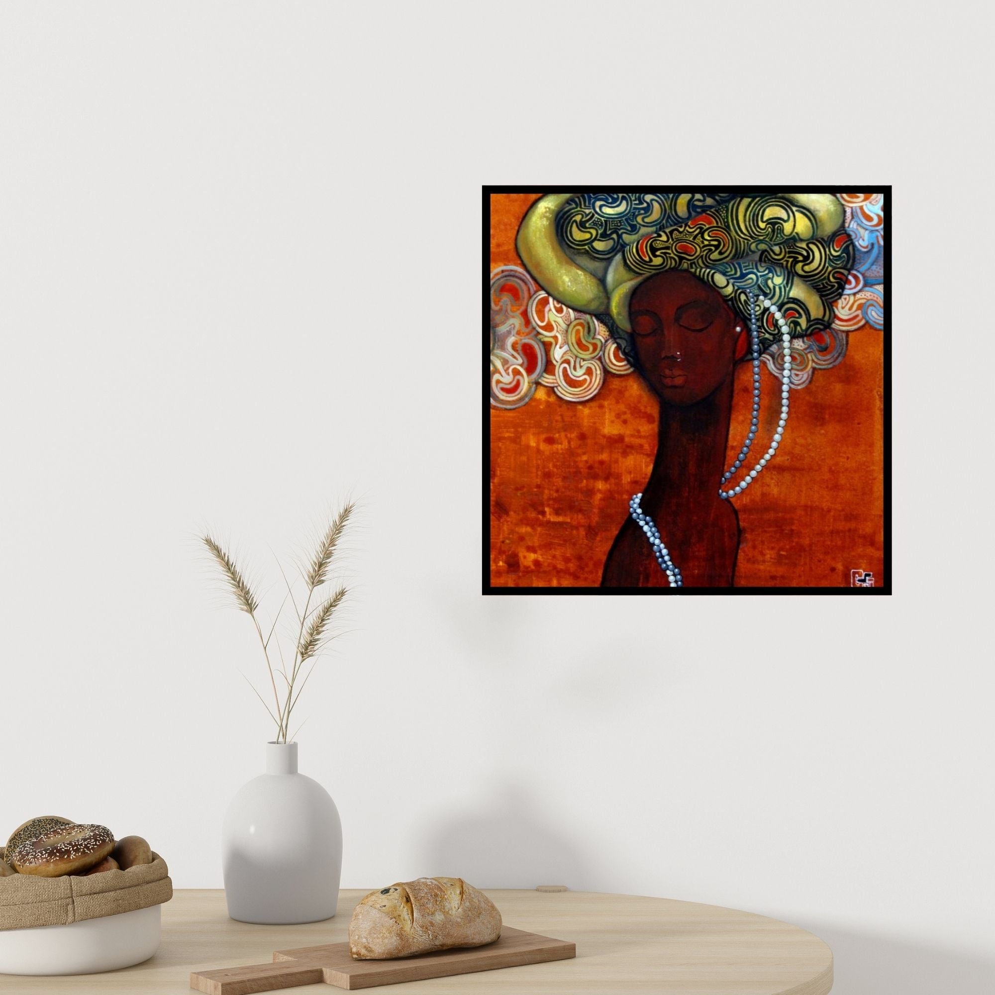 In-situ view of Suruchi Jamkar's 'Beautiful Thoughts' painting in a room