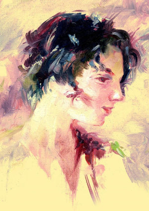 Beauty 03 by Raviraj Kumbhar, Print Acrylic Figurative Painting on Canvas, X-Small Vertical Wall Art