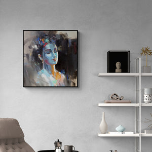 Niladri Paul's 'Beauty' Painting visualized above a sofa in a contemporary room