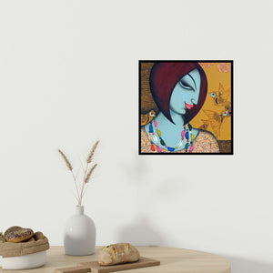 In-situ view of Varsha Kharatamal's 'Beauty' painting in a room