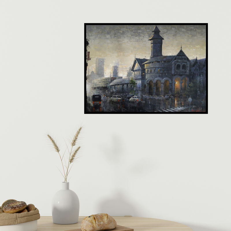 In-situ view of Atul Gendle's 'Beauty Of Dark (Twilight Echoes)' painting in a room