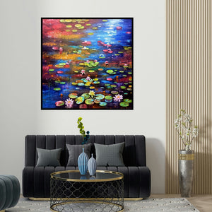 Arjun Das's 'Beauty Of Nature 3' painting visualized above a sofa in a contemporary room.