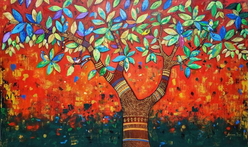 Nature acrylic painting titled 'Beauty Of Nature 5', 36x60 inches, by artist Arjun Das on Canvas