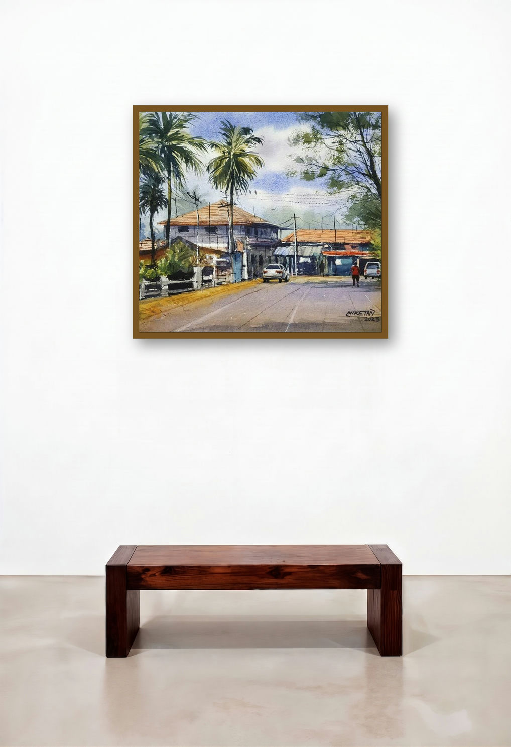 Beauty Of Konkan (Rural Idyll**) by artist Niketan Bhalerao displayed in a Modern Penthouse