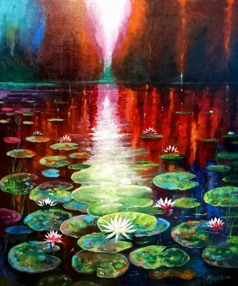 Nature acrylic painting titled 'Beauty Of Nature 12', 42x36 inches, by artist Arjun Das on Canvas