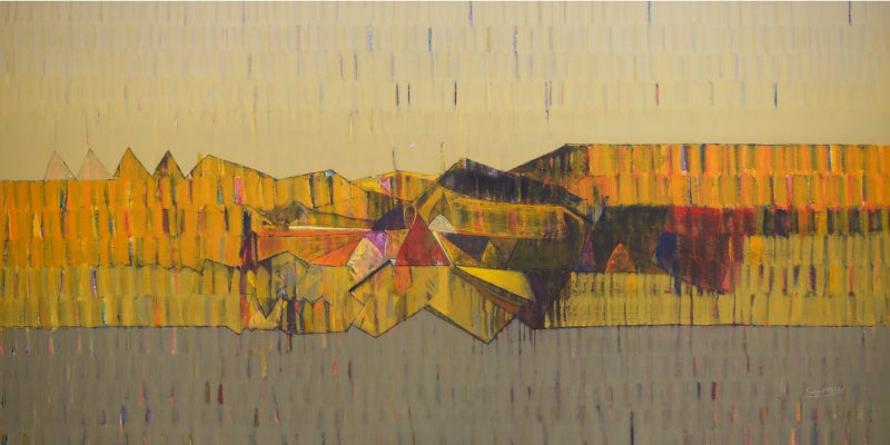 Beauty Of Roots' abstract acrylic painting by artist Sanjay Tikkal, 48x96 inch, on canvas