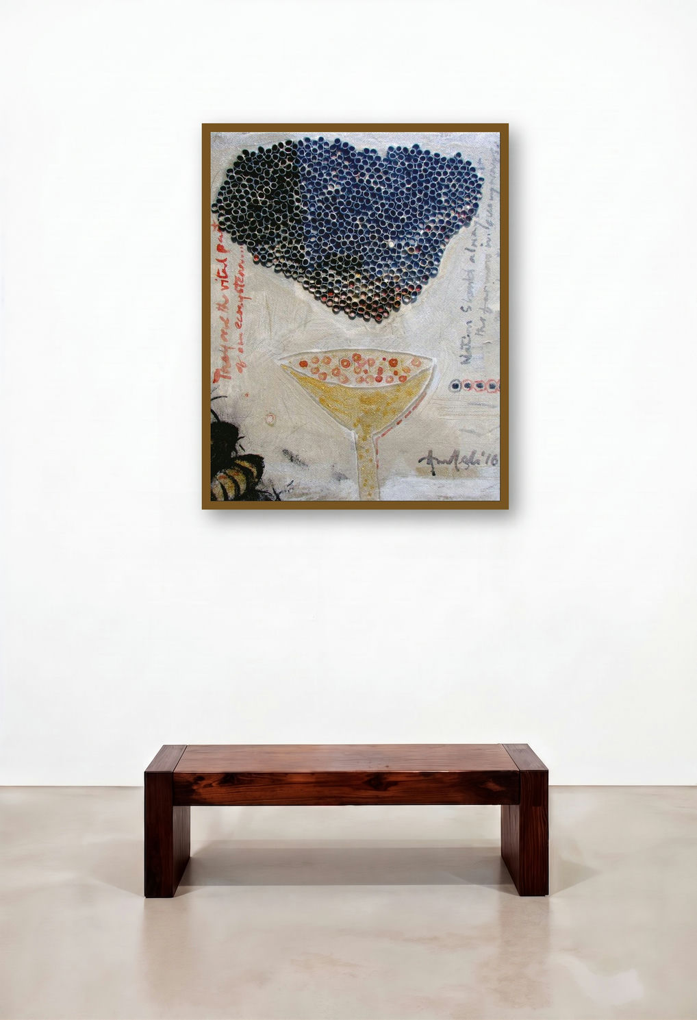 Bee Hive (The Gift of Nature) by artist Amalesh Das displayed in a Minimalist Study