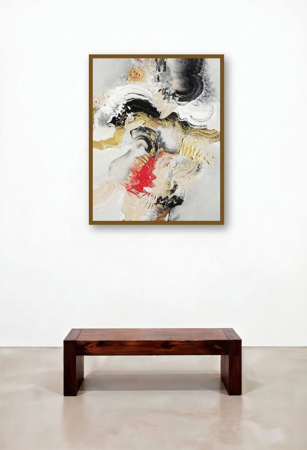 Beige Nature Ii (Maelstrom) by artist Deepak Guddadakeri displayed in a Modern Family Room
