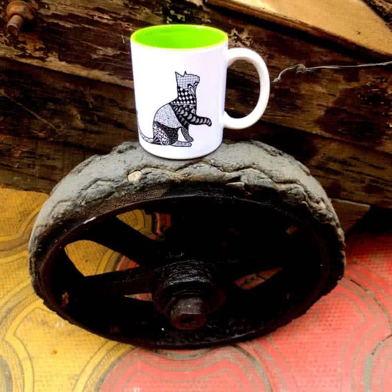 Lifestyle craft titled 'Bela Mug Wheel', 4x3 inches, by artist Rithika Kumar on Ceramic