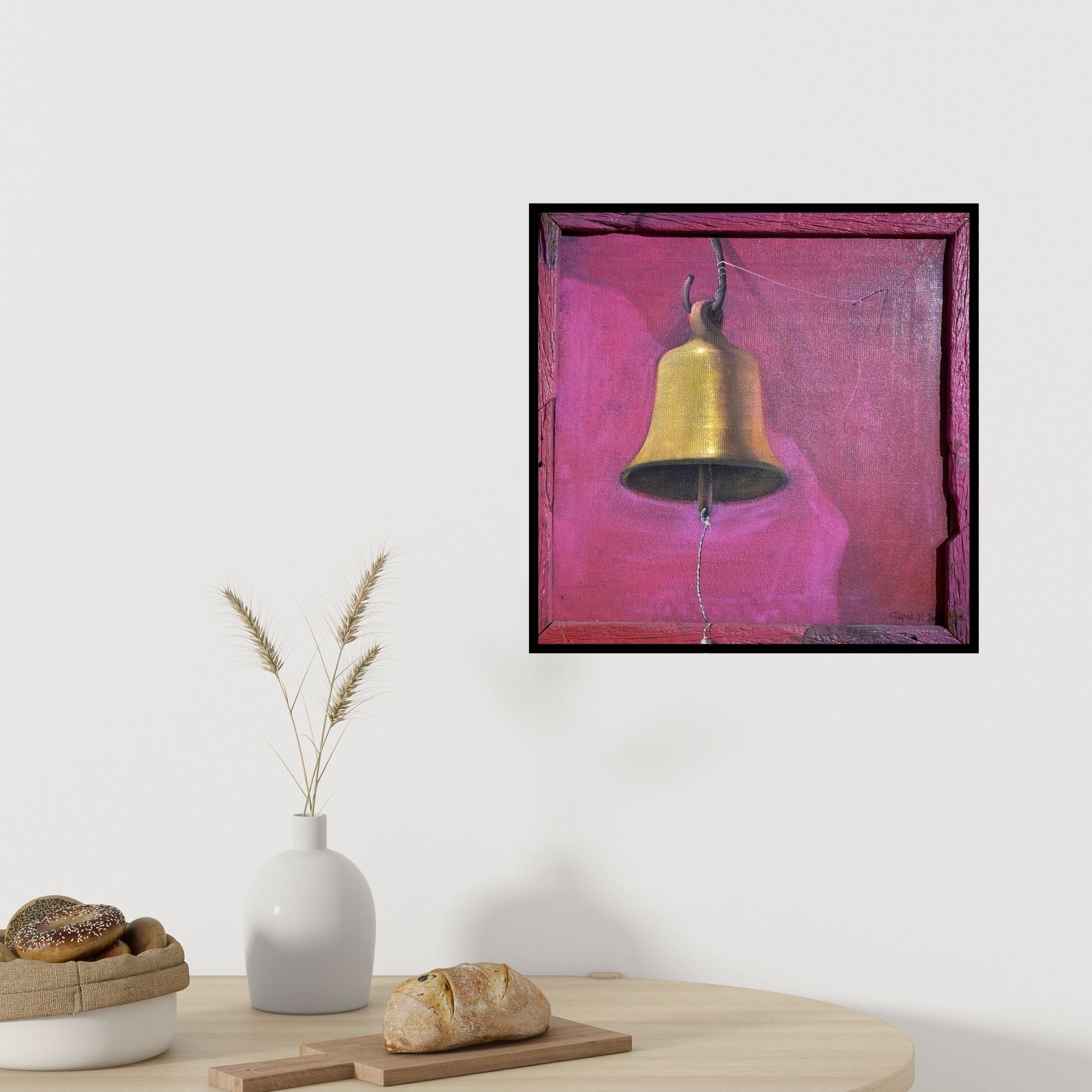 In-situ view of Gopal Pardeshi's 'Bell (Suspended Harmony)' painting in a room