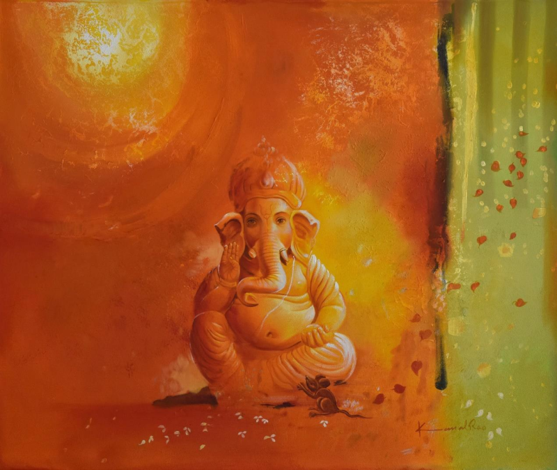 Benediction' religious oil painting by artist Kamal Rao, 24x36 inch, on canvas