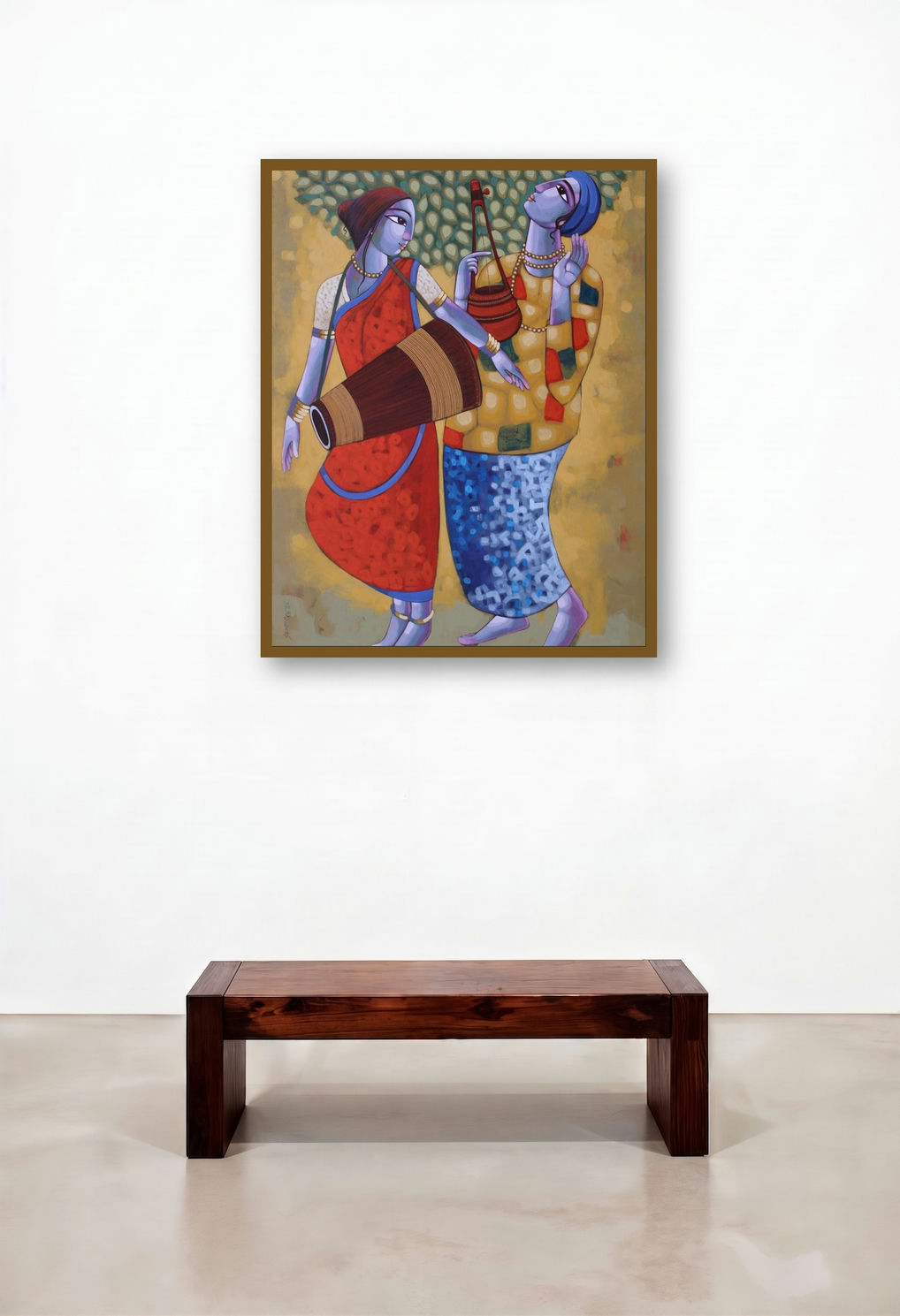 Bengali Tune 8 (Bengali Folk Musicians) by artist Sekhar Roy displayed in a Boutique Hotel Style Bedroom